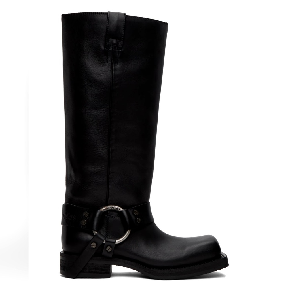 ACNE STUDIOS BLACK BUCKLE BOOTS